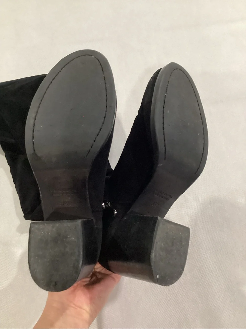 Vero Cuoio Black Over-the-Knee Suede Block Heel Boots made in Italy size 7.5